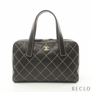 Chanel Wild Stitch Handbag Black Leather